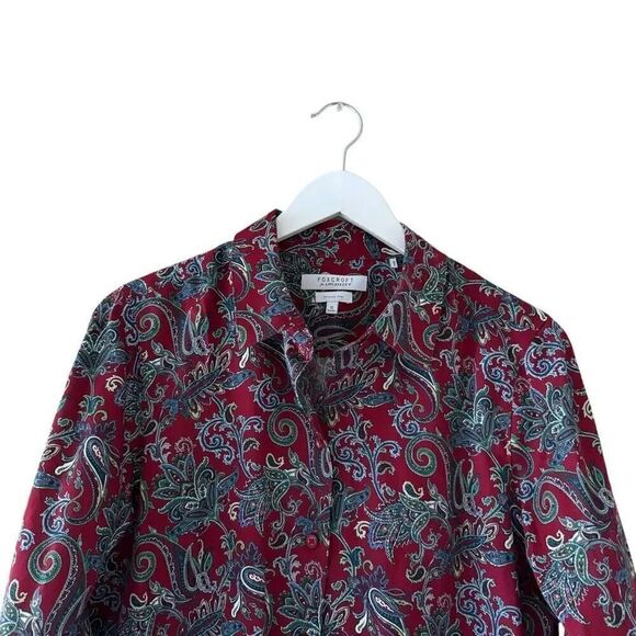 Foxcroft Paisley Button Down Bohemian Wrinkle Free Collar Long Sleeves M #2240 - Picture 2 of 13